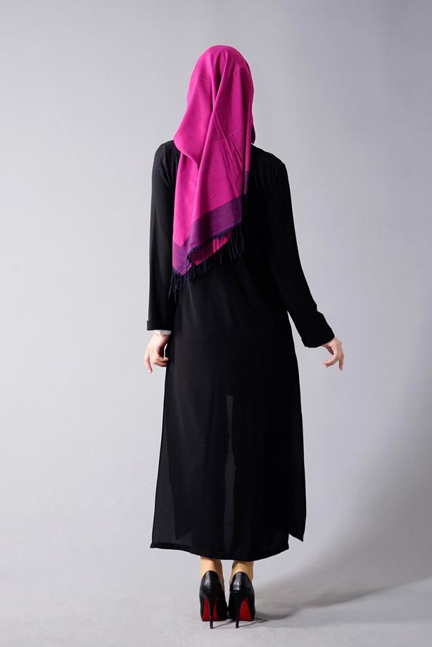 Vêtements hijab  SLIT DETAIL LONG JACKET 50162  - TRENDTESETTÜR