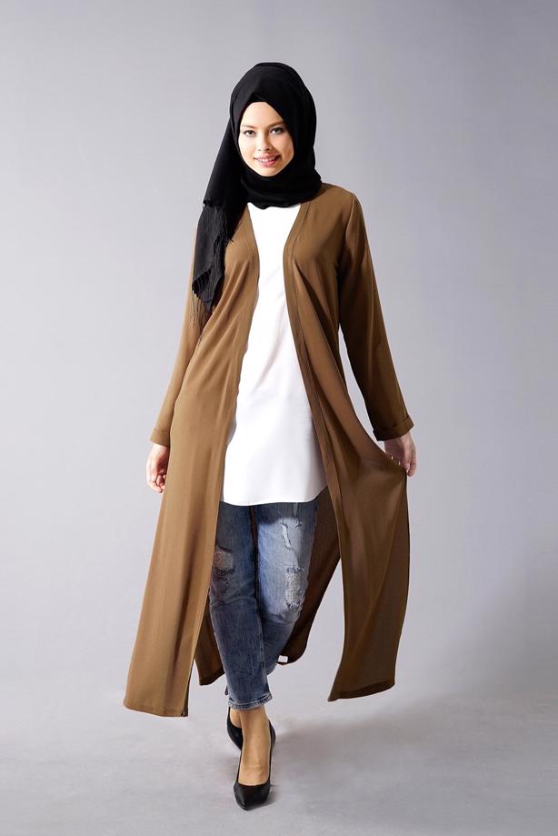 Vêtements hijab  SLIT DETAIL LONG JACKET 50162  - TRENDTESETTÜR