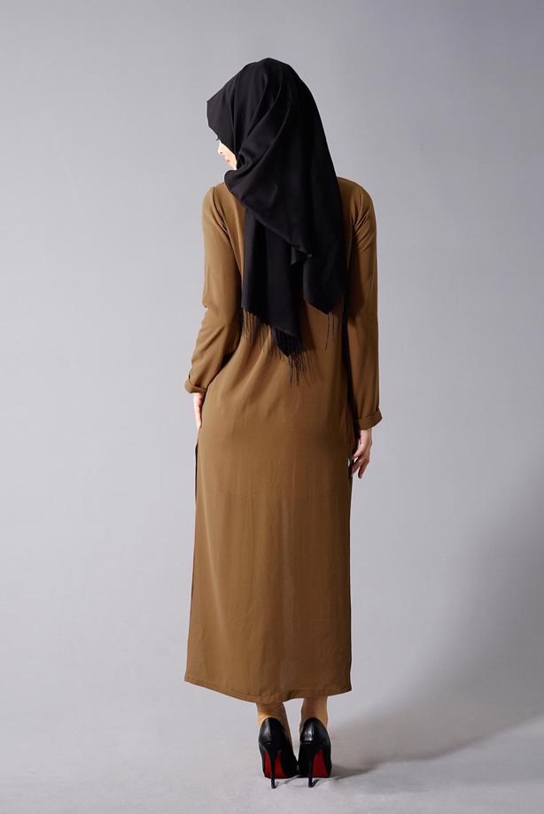 Vêtements hijab  SLIT DETAIL LONG JACKET 50162  - TRENDTESETTÜR