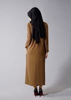 Hijab clothing BROWN SLIT DETAIL LONG JACKET 50162 