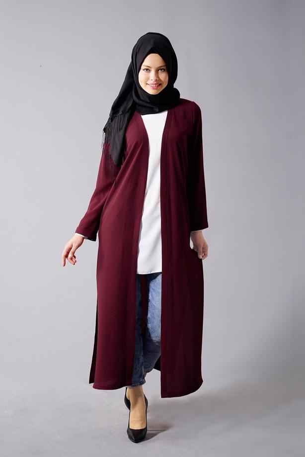 Vêtements hijab  SLIT DETAIL LONG JACKET 50162  - TRENDTESETTÜR