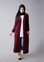 Vêtements hijab ROUGE BORDEAUX VESTE LONGUE AVEC FENTES 50162