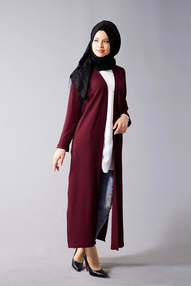 Vêtements hijab  SLIT DETAIL LONG JACKET 50162  - TRENDTESETTÜR