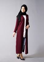 Vêtements hijab ROUGE BORDEAUX VESTE LONGUE AVEC FENTES 50162