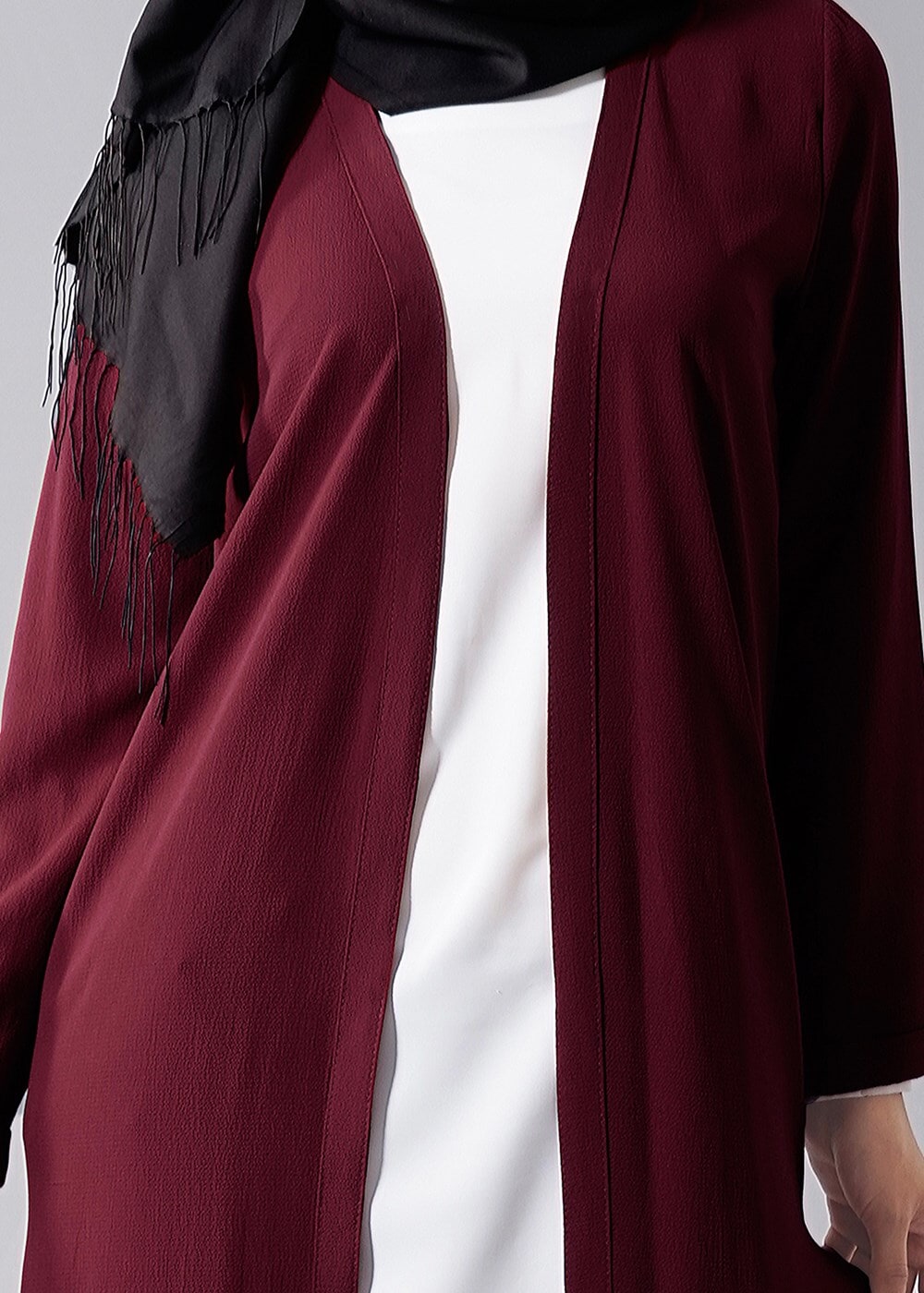 Vêtements hijab ROUGE BORDEAUX VESTE LONGUE AVEC FENTES 50162