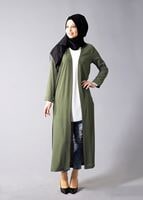 Hijab clothing KHAKI SLIT DETAIL LONG JACKET 50162 