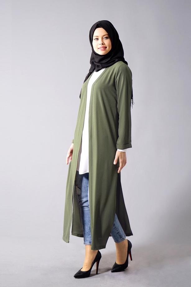 Vêtements hijab  SLIT DETAIL LONG JACKET 50162  - TRENDTESETTÜR