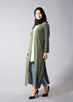 Hijab clothing KHAKI SLIT DETAIL LONG JACKET 50162 