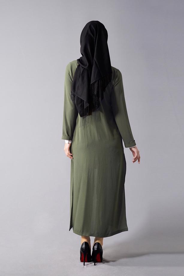 Vêtements hijab  SLIT DETAIL LONG JACKET 50162  - TRENDTESETTÜR