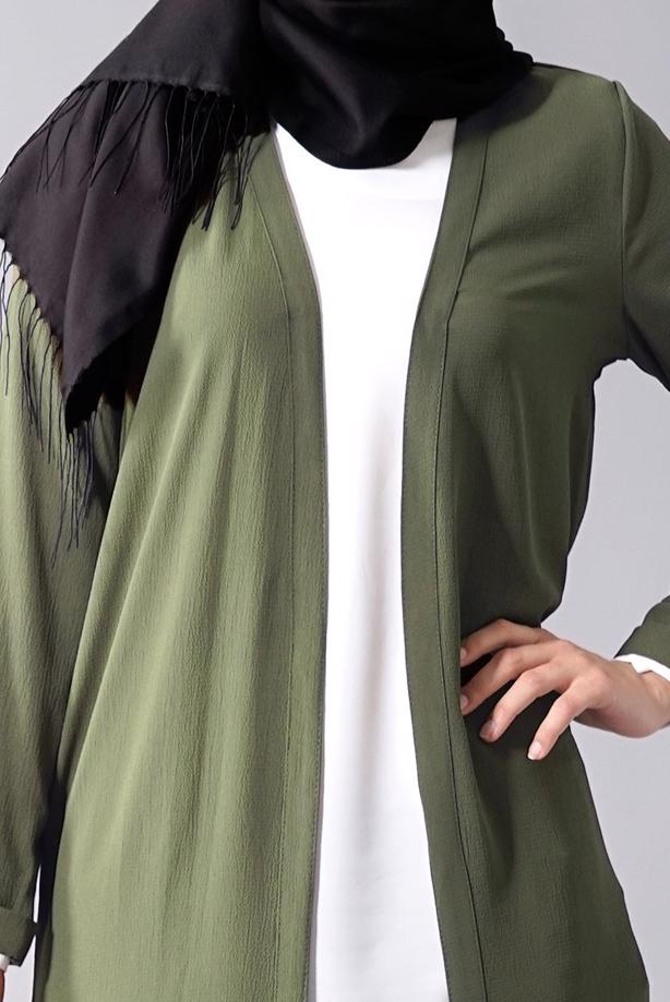 Vêtements hijab  SLIT DETAIL LONG JACKET 50162  - TRENDTESETTÜR