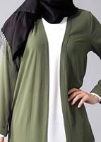 Hijab clothing KHAKI SLIT DETAIL LONG JACKET 50162 