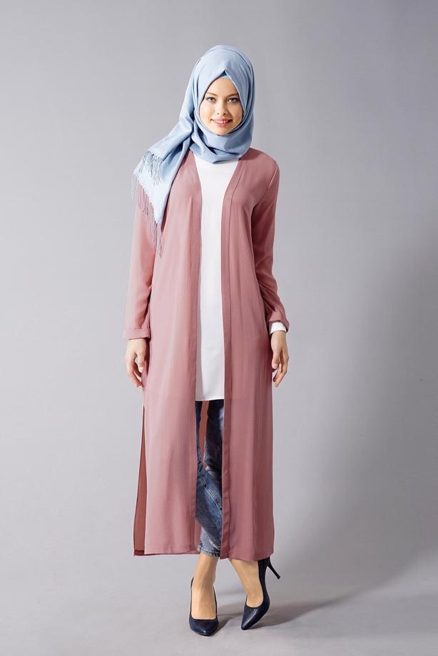 Vêtements hijab  SLIT DETAIL LONG JACKET 50162  - TRENDTESETTÜR