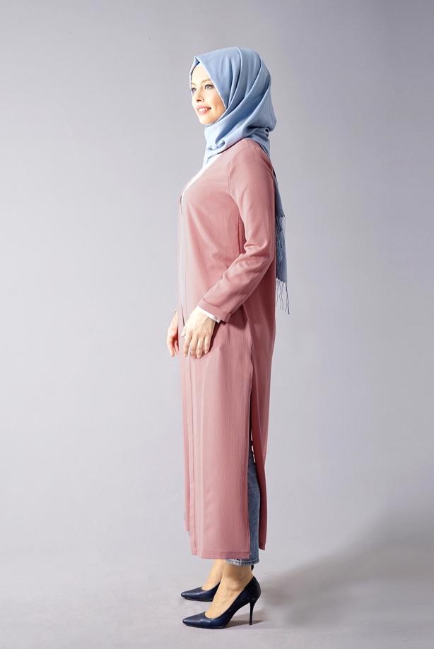 Vêtements hijab  SLIT DETAIL LONG JACKET 50162  - TRENDTESETTÜR