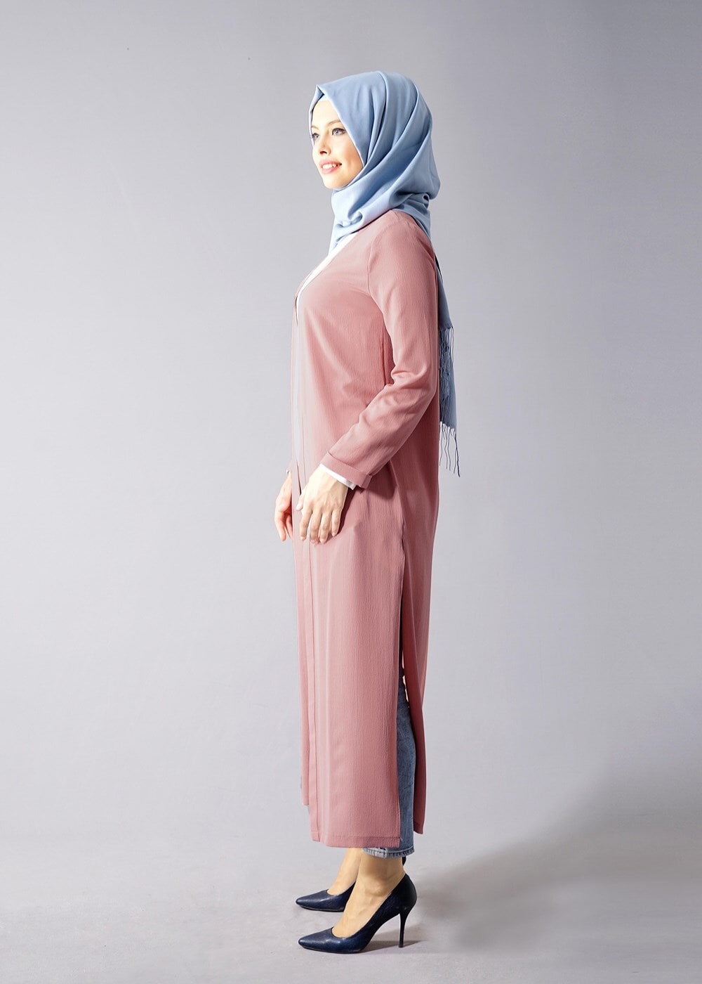Hijab clothing PINK SLIT DETAIL LONG JACKET 50162 