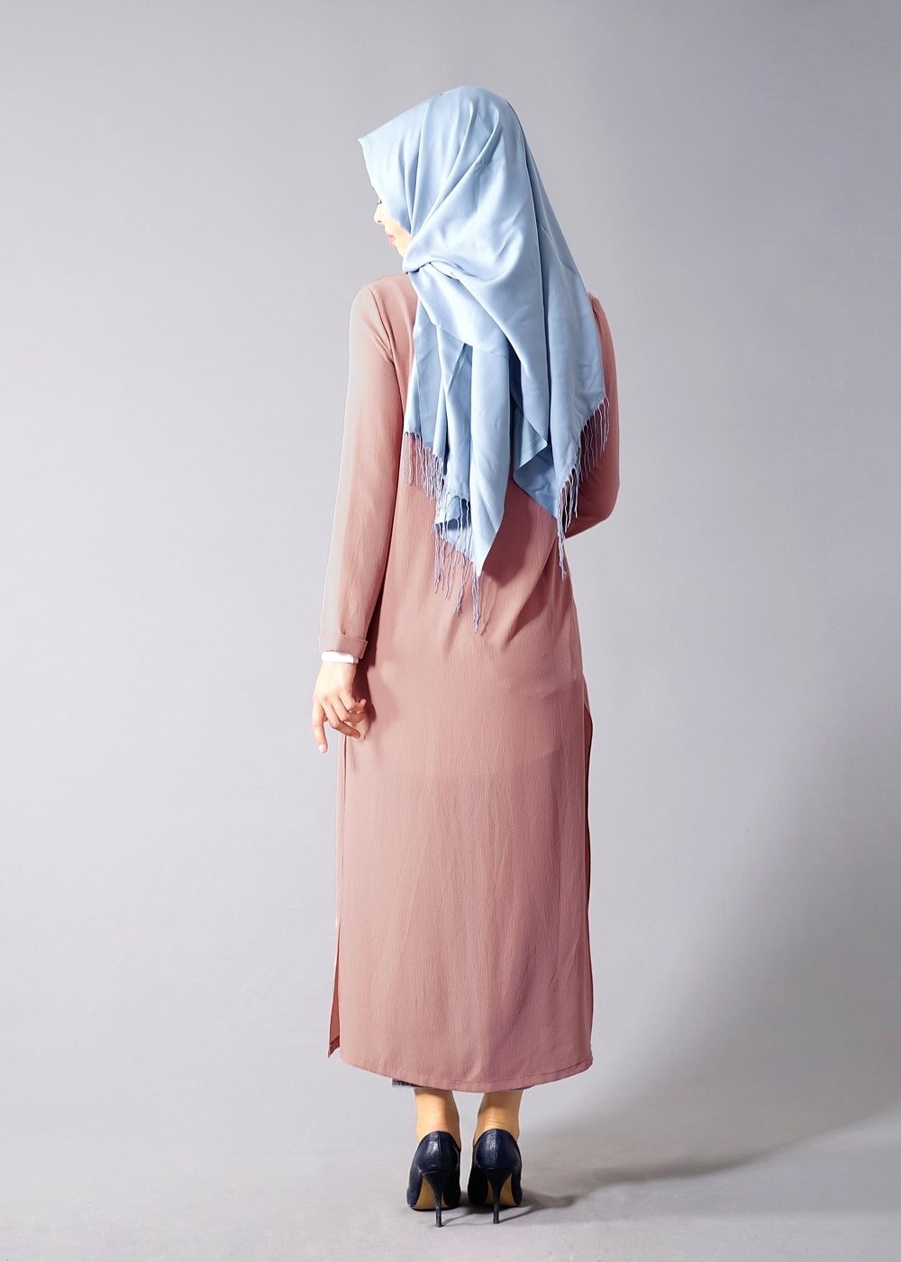 Hijab clothing PINK SLIT DETAIL LONG JACKET 50162 