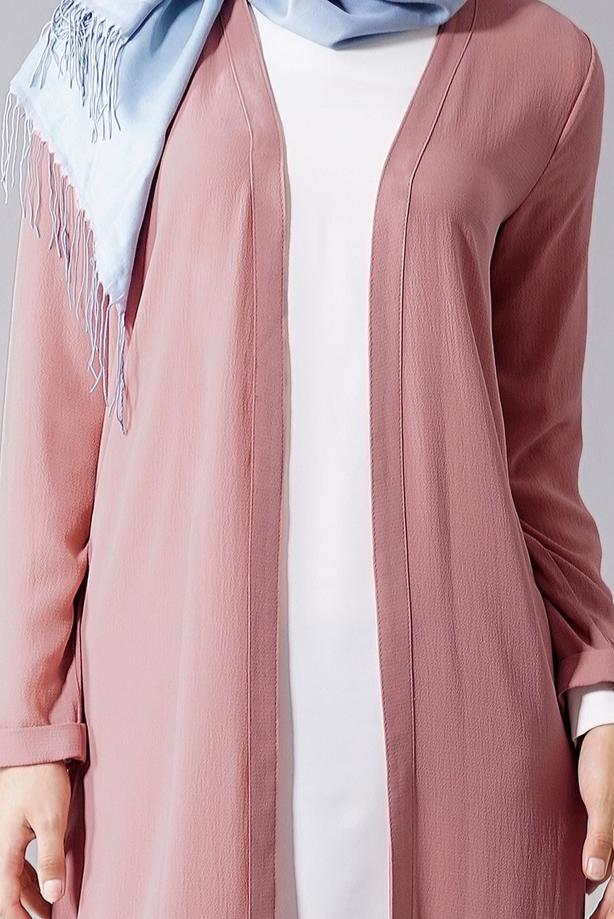 Vêtements hijab  SLIT DETAIL LONG JACKET 50162  - TRENDTESETTÜR