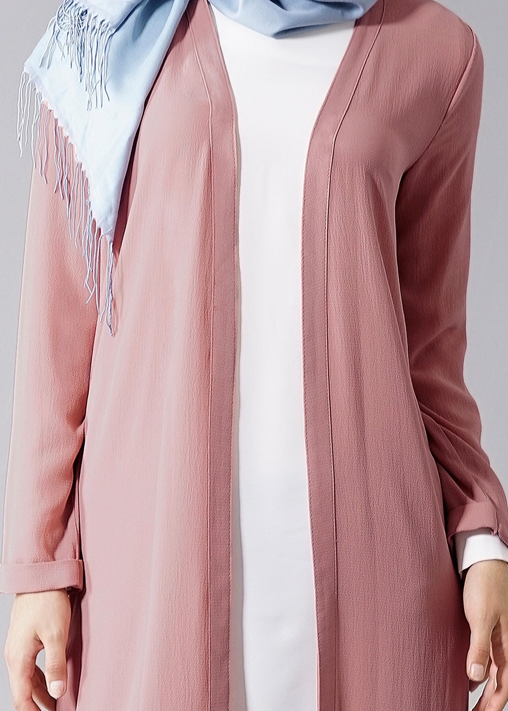 Hijab clothing PINK SLIT DETAIL LONG JACKET 50162 