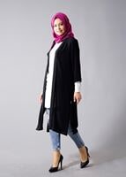 Hijab clothing BLACK TOPPER JACKET WITH SLITS 50217