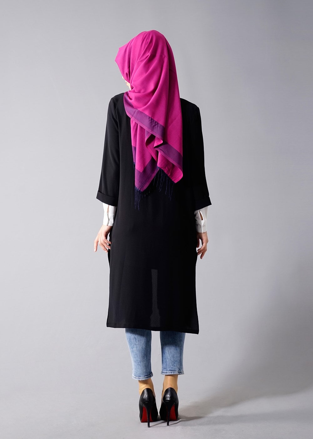 Hijab clothing BLACK TOPPER JACKET WITH SLITS 50217