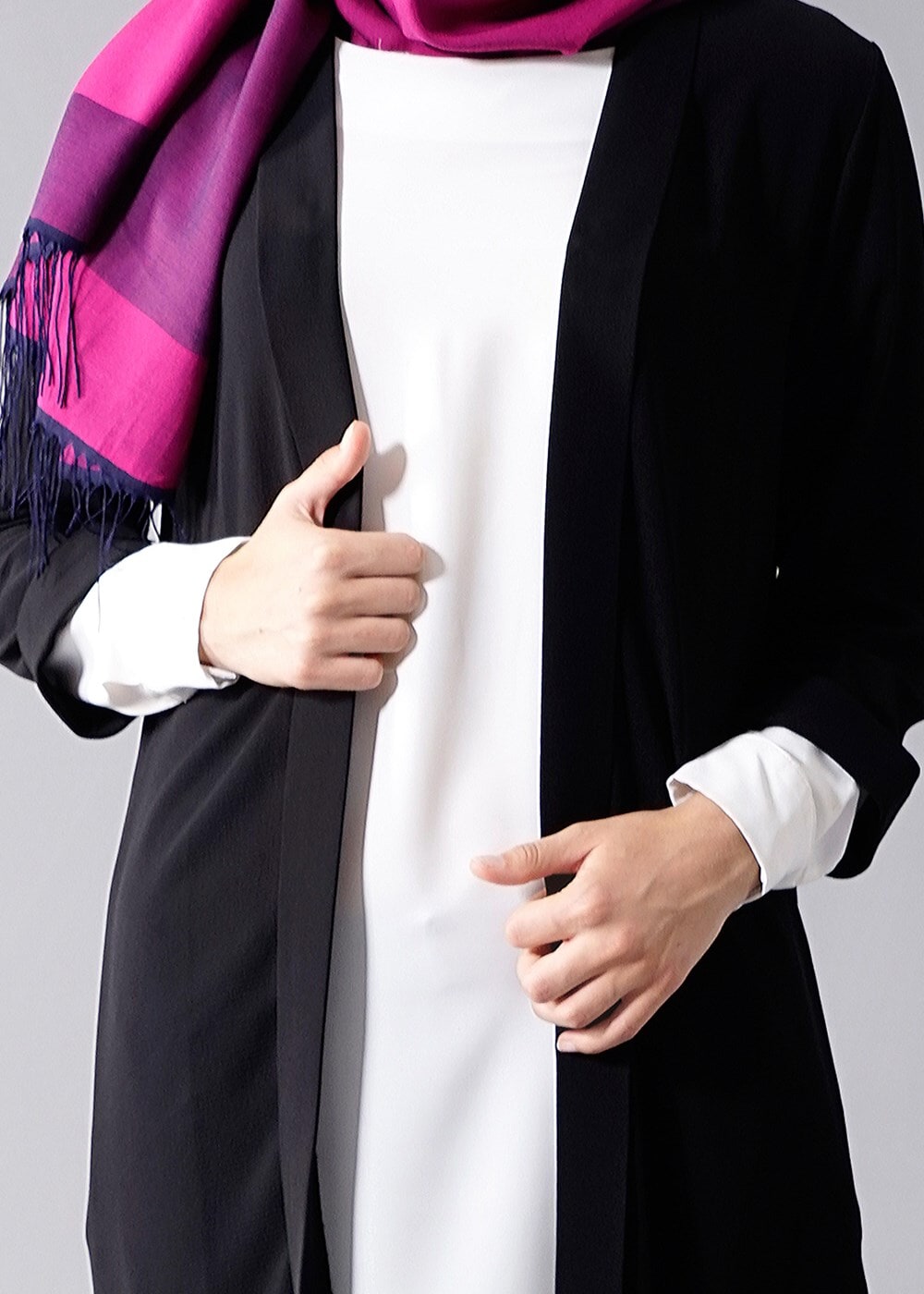 Hijab clothing BLACK TOPPER JACKET WITH SLITS 50217