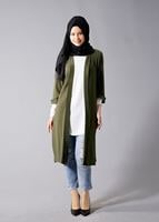 Hijab clothing KHAKI TOPPER JACKET WITH SLITS 50217