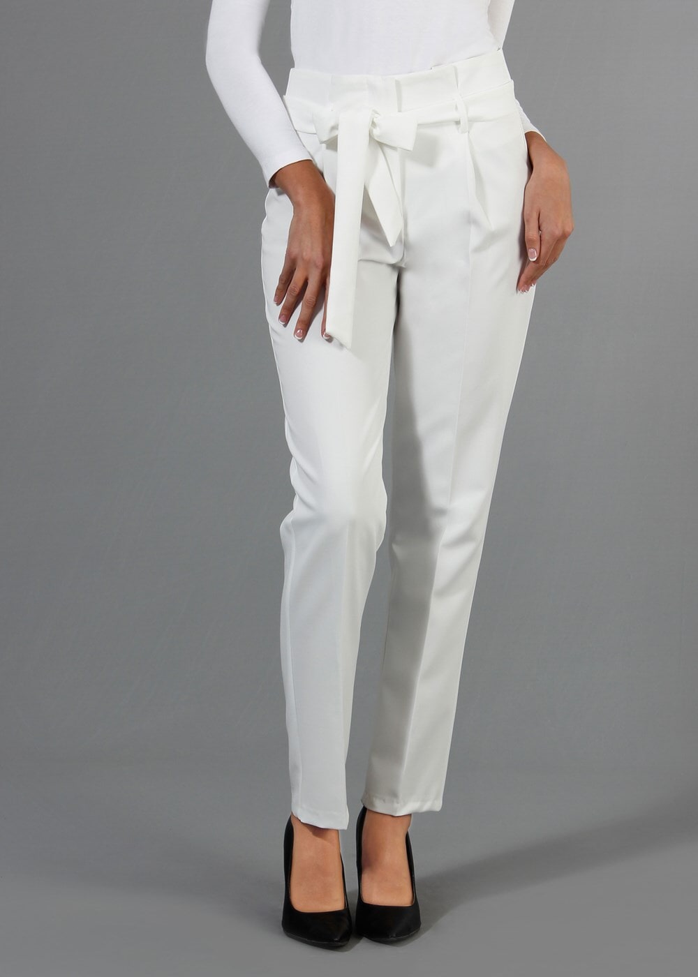 Vêtements hijab CRÈME T 70045 Quzu Yüksek Bel Pileli Pantolon