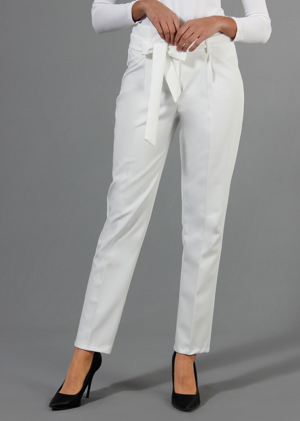 Vêtements hijab CRÈME T 70045 Quzu Yüksek Bel Pileli Pantolon