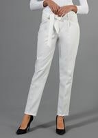 Vêtements hijab CRÈME T 70045 Quzu Yüksek Bel Pileli Pantolon