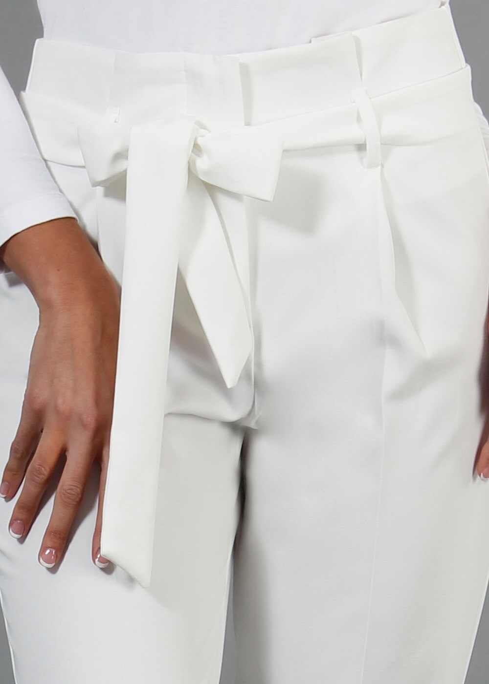 Vêtements hijab CRÈME T 70045 Quzu Yüksek Bel Pileli Pantolon