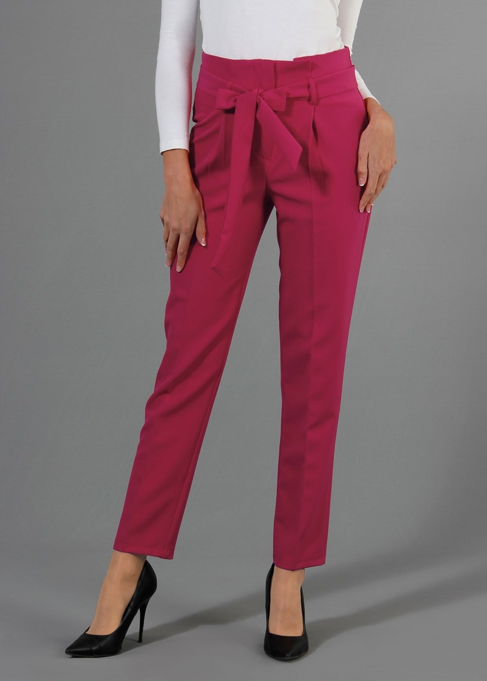 Hijab clothing FUCHSIA T 70045 Quzu Yüksek Bel Pileli Pantolon