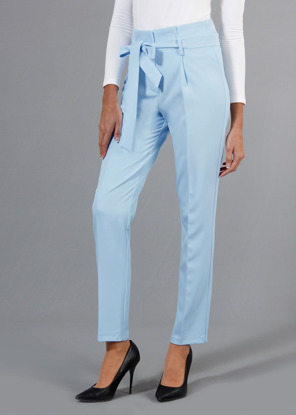 Vêtements hijab BLEU T 70045 Quzu Yüksek Bel Pileli Pantolon