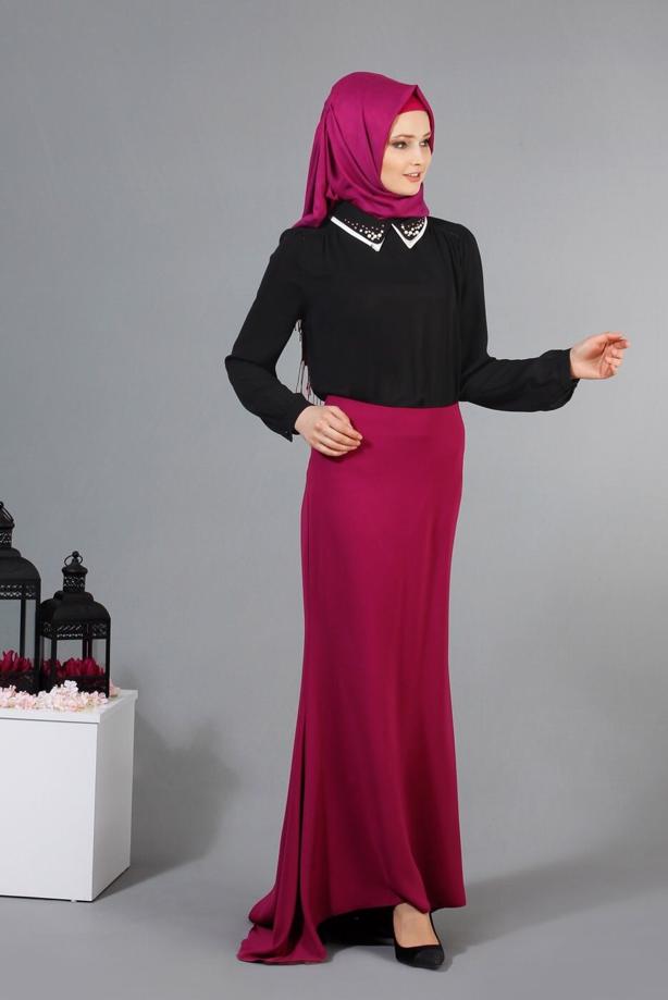 Vêtements hijab  T 3906 Lafaba Yakası Taşlı Bluz - TRENDTESETTÜR