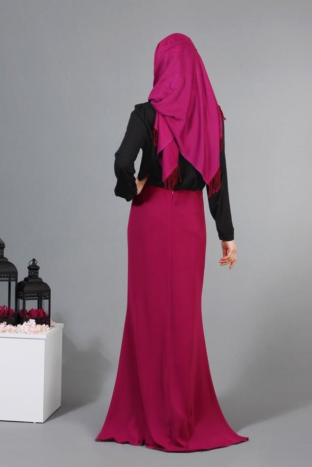 Vêtements hijab  T 3906 Lafaba Yakası Taşlı Bluz - TRENDTESETTÜR