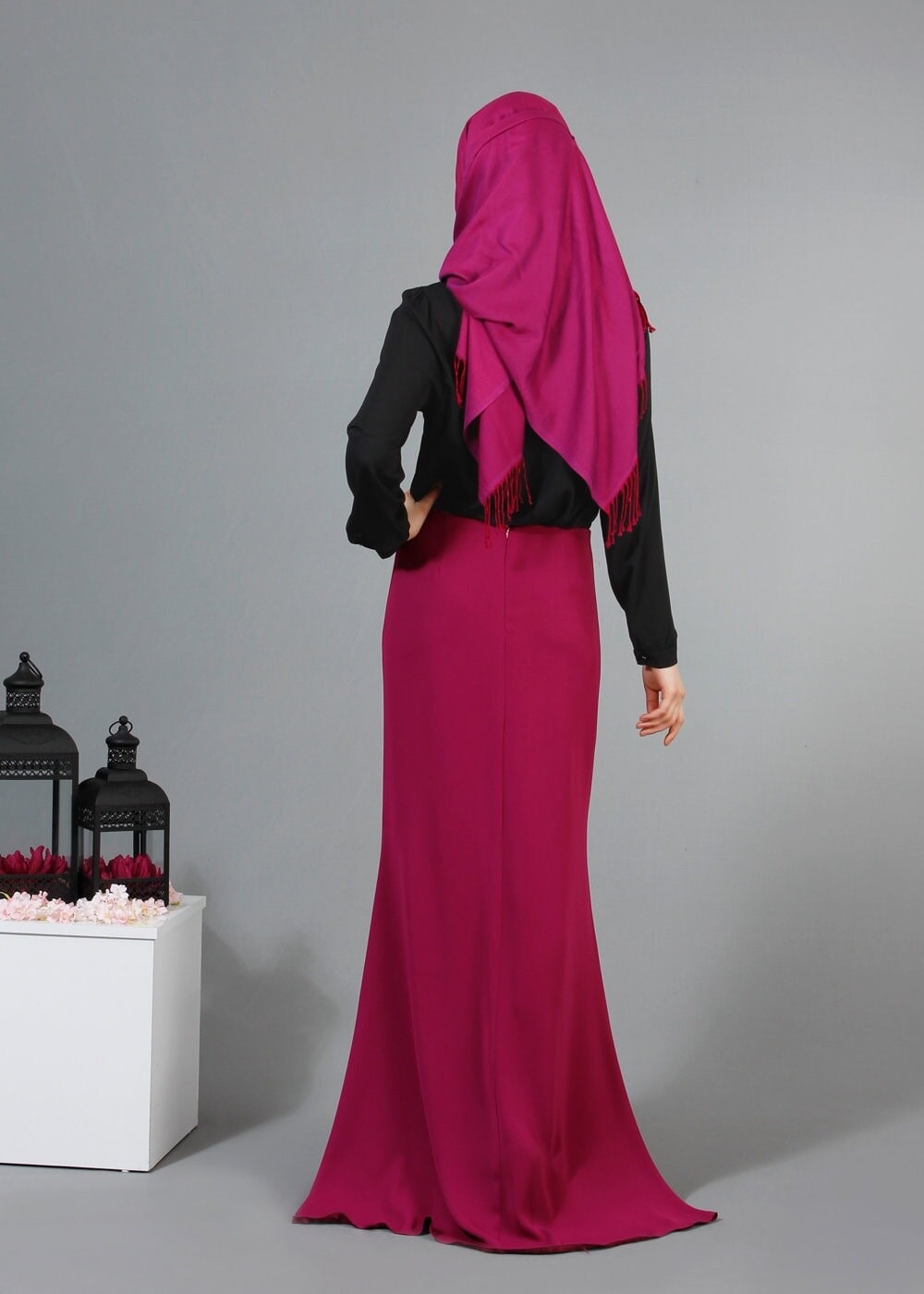 Vêtements hijab NOIR T 3906 Lafaba Yakası Taşlı Bluz
