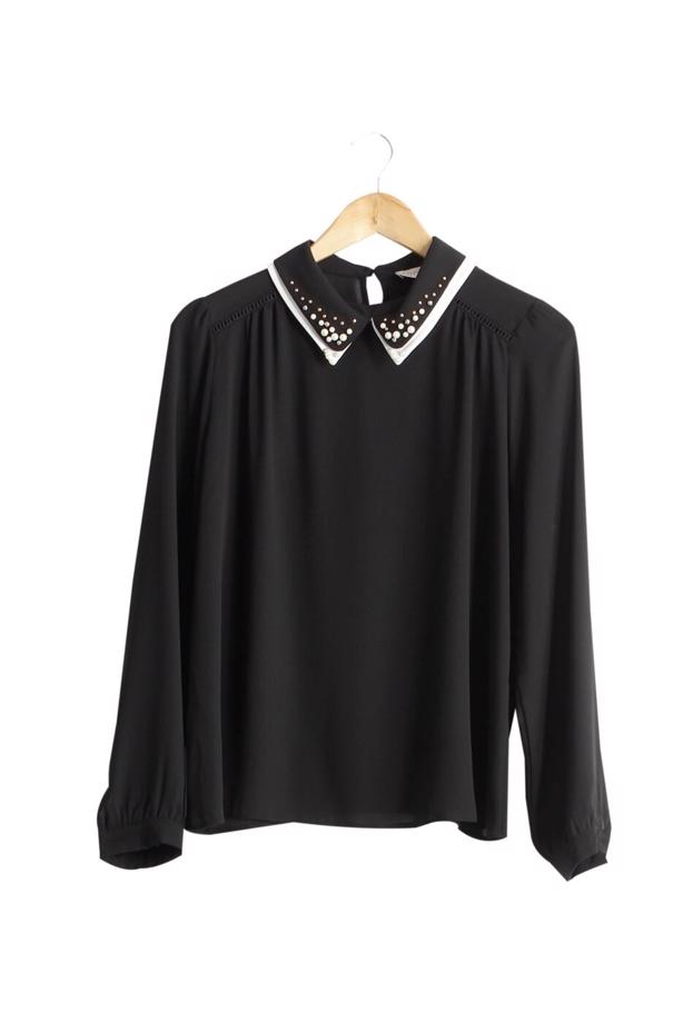 Vêtements hijab  T 3906 Lafaba Yakası Taşlı Bluz - TRENDTESETTÜR