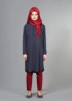 Vêtements hijab BLEU MARINE T 3920 Lafaba Uzun Gömlek