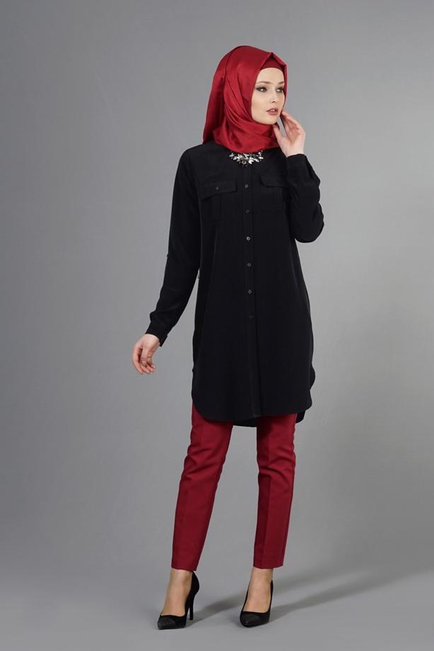 Vêtements hijab  T 3941 Lafaba Cepli Uzun Tunik - TRENDTESETTÜR