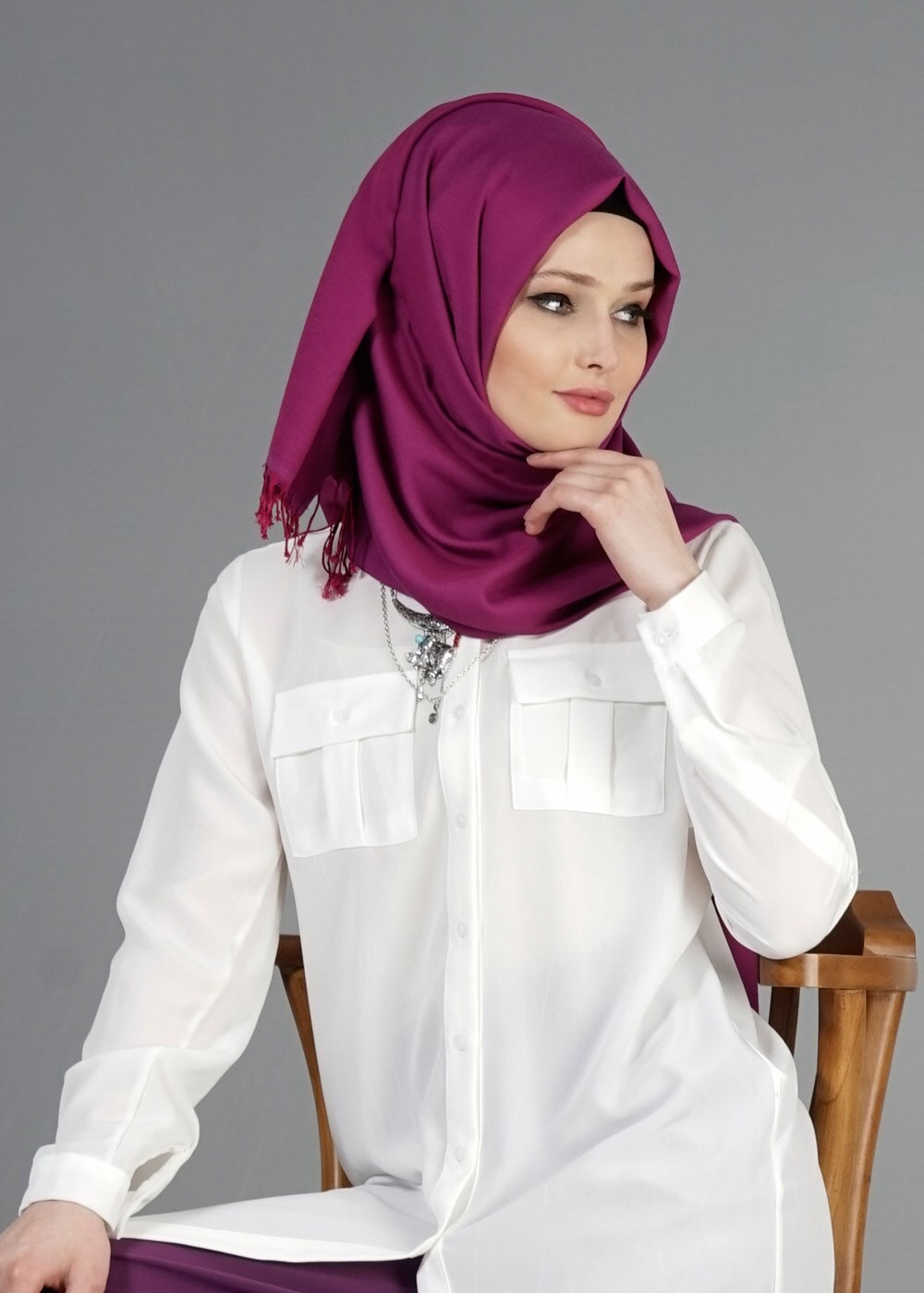Hijab clothing CREAM T 3941 Lafaba Cepli Uzun Tunik