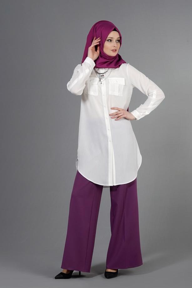 Hijab clothing  T 3941 Lafaba Cepli Uzun Tunik - TRENDTESETTÜR