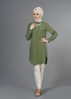 Vêtements hijab VERT T 3941 Lafaba Cepli Uzun Tunik