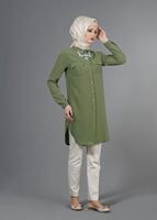 Vêtements hijab VERT T 3941 Lafaba Cepli Uzun Tunik