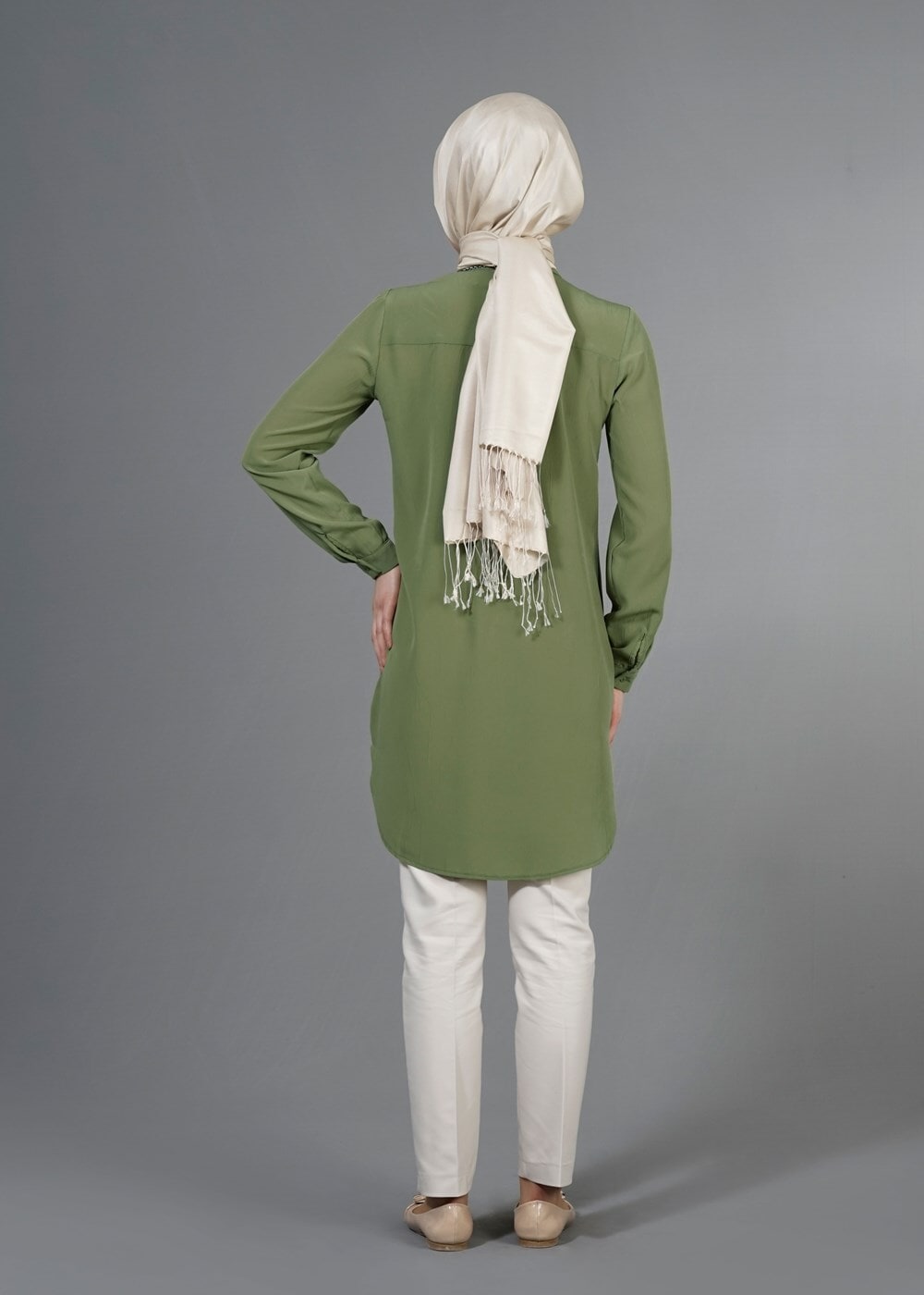 Vêtements hijab VERT T 3941 Lafaba Cepli Uzun Tunik