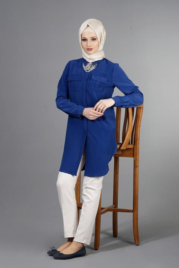 Hijab clothing  T 3941 Lafaba Cepli Uzun Tunik - TRENDTESETTÜR