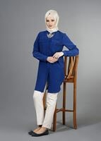Hijab clothing NAVY BLUE T 3941 Lafaba Cepli Uzun Tunik