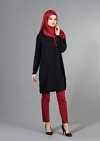 Tesettür giyim SİYAH T 3958 Lafaba Klasik Uzun Tunik