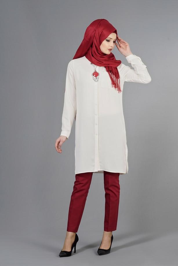 Tesettür giyim  T 3958 Lafaba Klasik Uzun Tunik - TRENDTESETTÜR