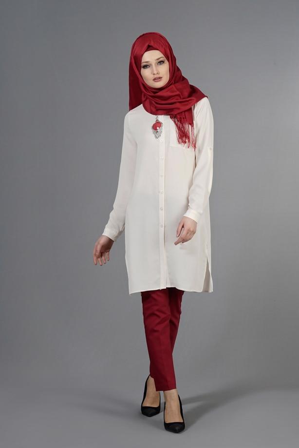 Tesettür giyim  T 3958 Lafaba Klasik Uzun Tunik - TRENDTESETTÜR