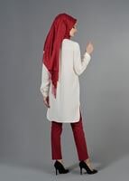Tesettür giyim EKRU T 3958 Lafaba Klasik Uzun Tunik