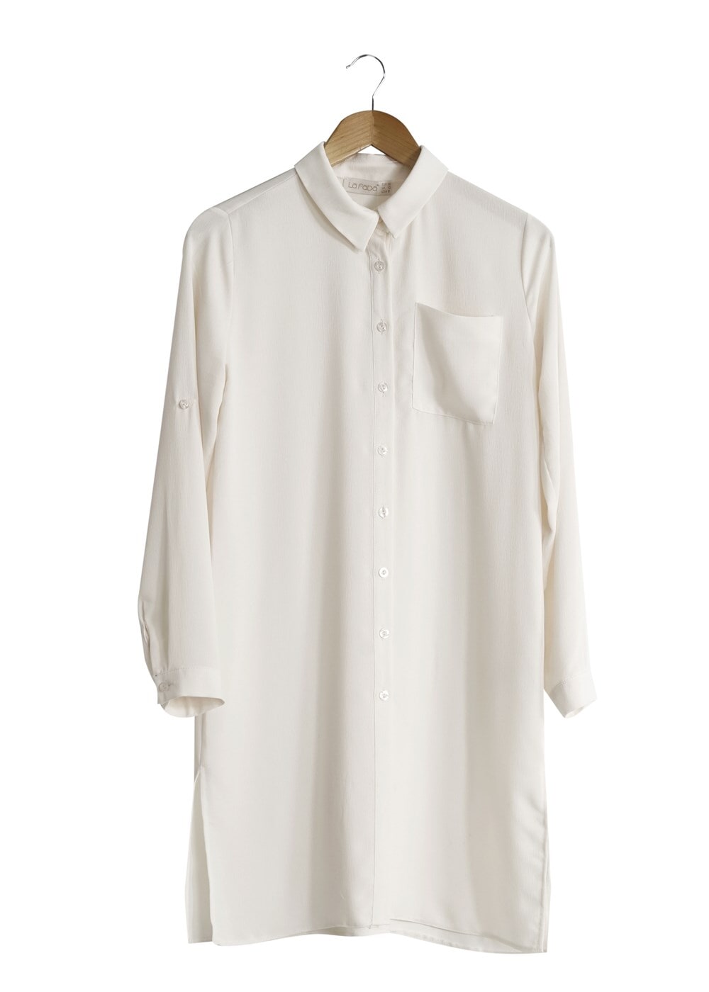 Tesettür giyim EKRU T 3958 Lafaba Klasik Uzun Tunik