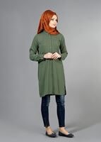 Vêtements hijab KAKI T 3958 Lafaba Klasik Uzun Tunik